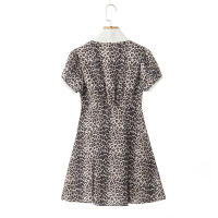 Vestido Mini de Verano con Estampado de Leopardo Manga Abullonada, Cuello en V, Lazo, Moda para Mujeres 2025 - details 7