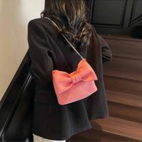 Bolso de mano versátil y creativo con lazo para mujer, bolso de mano de Color rosa de estilo coreano, bolso de hombro dulce de gran capacidad rojo para uso diario - details 4
