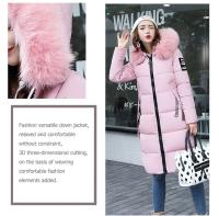 Abrigo de plumón para mujer, chaqueta de invierno con cuello de piel grande, chaqueta gruesa ajustada, Chaqueta de algodón con capucha a la moda, chaqueta larga de invierno para mujer - details 13