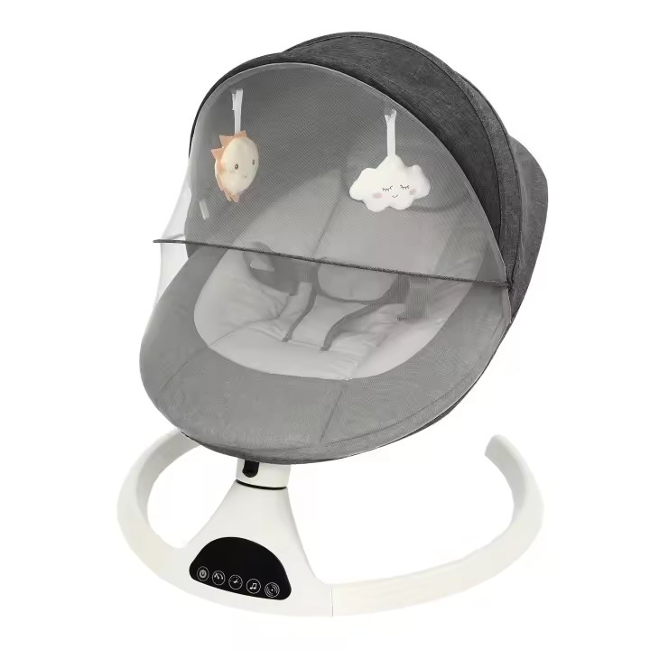 Mecedora eléctrica para bebé, soporte de aluminio con Bluetooth, versión táctil gris, Control remoto, 0-12 meses - 1