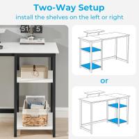 Computadora con Estantes Reversibles Almacenamiento Mesa Oficina para Ahorro Espacio y Mesa Estudio Pequeña para Montaje SencilloBlanco - details 1