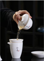 Dehua Sheep Fat Jade Cuenco de porcelana blanca con juego de regalo de té Kung Fu LOOG de negocios para el hogar al aire libre - details 5