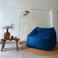 Reposapiés Salon de Lujo - [50x40x30 cm] Sofá Puf de Diseño con Relleno Incluido para Escritorio u Oficina - Taburete Bean Bag Silla Grande en Cuero Sintético Beige - details 44