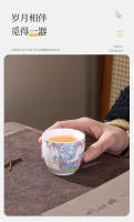 Taza de cerámica china hecha a mano para el hogar, taza de color esmaltado plateado maestro cloisonn é portátil, taza de té de alta estética - details 4