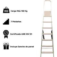 Escalera de Aluminio Antideslizante Ligera y Resistente 6 Peldaños con Gancho de Pared Multiusos - details 7