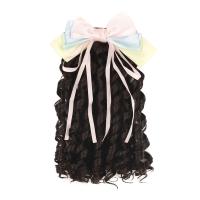 Gorros para niños, regalos de cumpleaños de princesa, cinta con lazo, cola de caballo, postizos Retro, peluca con cola de caballo rizada para niños, cola de caballo de pelo Royal Roll - details 2