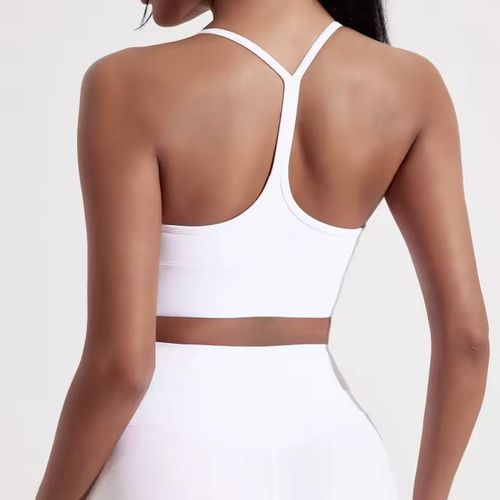 Ropa interior de yoga y gimnasio de color sólido para mujer, sujetador deportivo para fitness en forma de Y, top ajustado de alta resistencia, entrenamiento integral con almohadilla para el pecho - 1