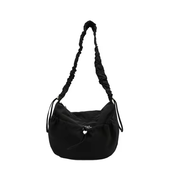 Bolso de hombro plisado de nailon a la moda, bolso cruzado con cordón de Color sólido de gran capacidad, bolso de mano ligero de estilo coreano, bolso de viaje - 1