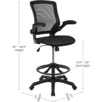 Negra, ergonómica, con aro ajustable para los pies y reposabrazos abatibles, 68,58 x 68,58 x 125,73 cm - details 2