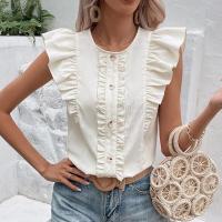 Camisa sencilla de verano con blusa dulce y volantes para mujer, camisa de manga corta - details 3