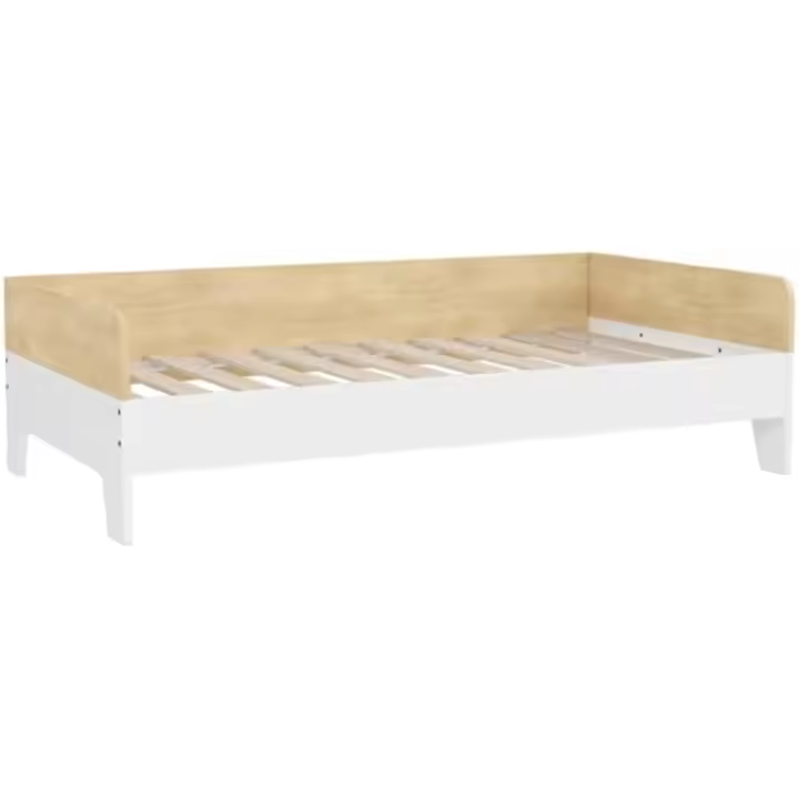 140x70 cm Cama Infantil de Madera Carga 80 kg para Dormitorio Blanco y Natural - 1