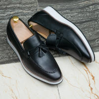 Zapatos bajos retro de cuero con borlas para hombre - details 10