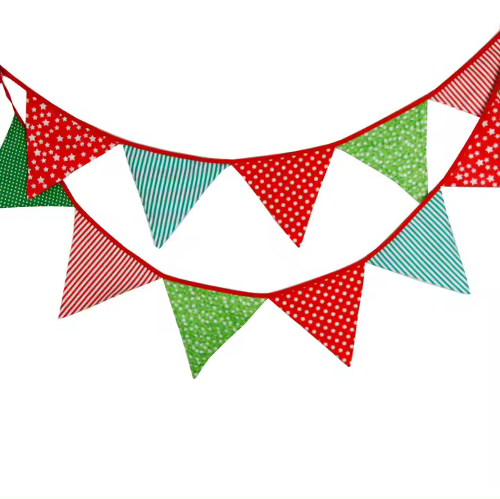 10.5 Feet Celebrating Cotton Banner, Triangle Festival Reusable Flags Decoration Birthday Party Halloween Christmas Anniversary - 1