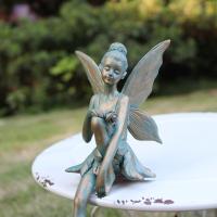 Estatuilla de Hada de las flores sentada Retro creativa, artesanías de resina divertidas, estatua de alas de Ángel, escultura de hadas hecha a mano, decoración de jardín - details 6