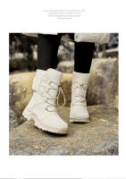 Botas de nieve impermeables para mujer, botines de piel cálida, con plataforma, color negro, a la moda, Invierno - details 18