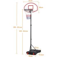 Baloncesto para Exteriores/Interiores Altura Ajustable 73 x 73,5 x (196-251) cm Tableros de Baloncesto con Ruedas para Niños y Adultos - details 11
