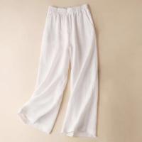 Pantalón de mujer de lino y algodón pantalón de pierna ancha ligero y suelto - details 5