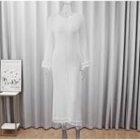Vestido de Punto con Encanto O-cuello Ajuste Delgado, Manga de Flecos, Lático de Espalda, Moda de Calle para Mujeres en Otoño - details 0