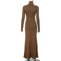 Elegante Vestido Largo con Cuello Alto Moda de Invierno Criptográfica para Mujeres - details 5