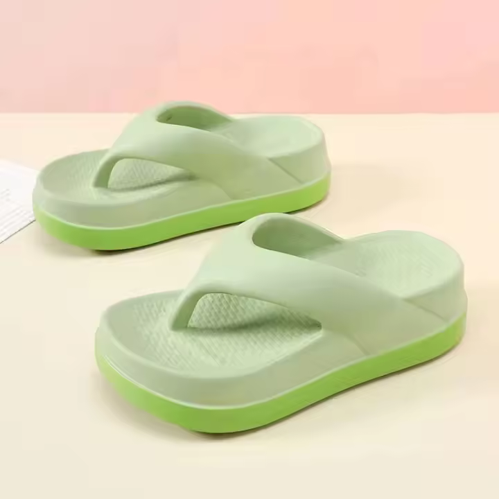 Chanclas de gran tamaño con suela gruesa rosa para mujer de verano para uso informal antideslizante y zapatillas de playa - 1