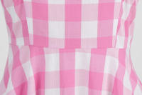 Hepburn-Vestido vintage a cuadros rosas, cuello halter de rayas de cintura alta, largo medio - details 5