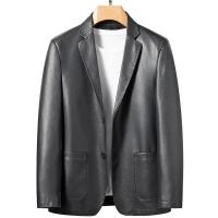 Chaqueta de cuero para traje de hombre de alta calidad, abrigo de cuero de moda para otoño e invierno, nuevo traje pequeño informal, chaqueta de cuero para hombre - details 2