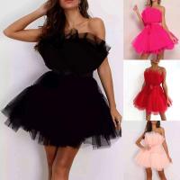 Moda dulce lindo negro/rosa fuerte princesa de malla para mujer vestido de fiesta elegante tutú trajes de cumpleaños vestidos con dobladillo oscilante - details 0