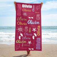 Toalla de playa personalizada para piscina, diseño de fuente multicolor, baño personalizado, con nombre exterior, cumpleaños - details 1