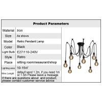 Lámpara colgante de araña de cable negro Vintage, múltiples fuentes de luz, Simple, comedor, café, 1-2m - details 0