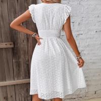 Nuevo vestido elegante de verano europeo y americano con mangas de hoja de loto multicolor. - details 3