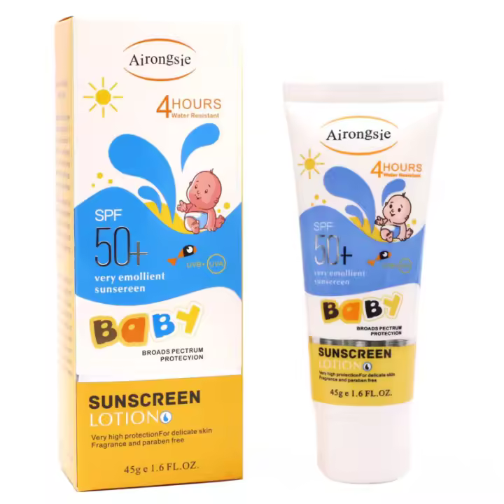Crema bloqueadora solar para bebés, loción protectora y protector solar sensible SPF 50, bloqueador solar refrescante, protector solar para niños para pieles sensibles - 1