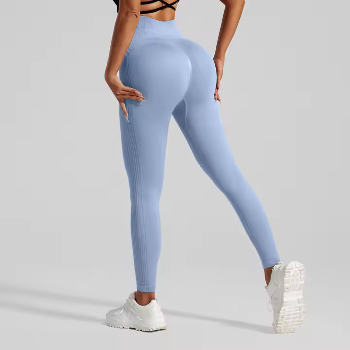 Los nuevos pantalones de yoga vientre melocotón nalgas desgaste externo levantamiento de glúteos correr pantalones de fitness sin fisuras rayas ajustados pantalones de chándal - 1