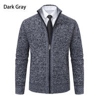 Autumn And Winter New Jersey Men's Casual Sports Coat Solid Color Stand Collar Wweater Grab Fleece Warm Zipper Cardigan - details 4