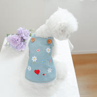 Ropa De Mascota 1PC Primavera Otoño Falda De Denim Con Flores Y Suspensión Para Perros De Tamaño Pequeño Y Medio - details 6