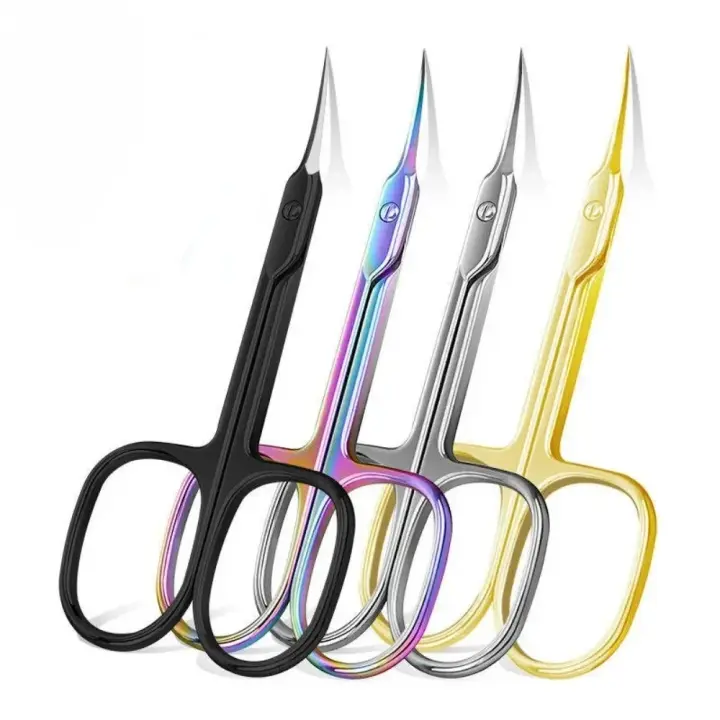 Tijeras para cutículas, recortador de cutículas Extra fino para manicura y pedicura, hoja curva, Kit de aseo con punta puntiaguda precisa para decoración de uñas - 1