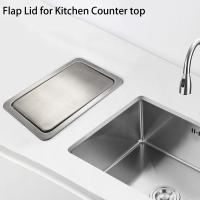 Tapa de cubo de basura de acero inoxidable, cubierta de cubo de basura empotrada, tapa de basura oscilante de equilibrio incorporado para encimera de cocina B - details 1
