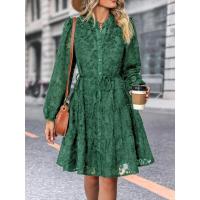 Vestido de manga larga para mujer con cuello alto, moda coreana, color sólido, 2025 - details 14
