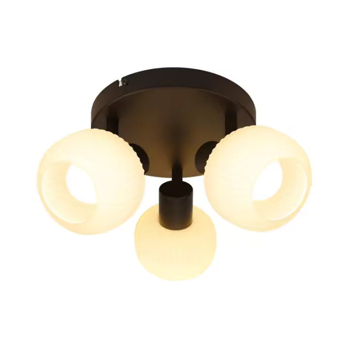 CBJKTX Foco de techo 2 pantallas de cristal E14 vintage sin bombilla negro 350 °   ajustable - 1