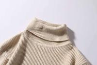 2023 Otoño e Invierno Casual Color sólido jersey de manga larga cuello redondo cuello alto suéter de punto a rayas para hombres - details 8