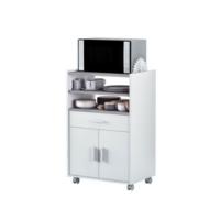 Mueble Auxiliar de Cocina con Ruedas, Mueble Microondas, Armario con 1 Cajón y 2 Puertas, Acabado en Blanco Artik y Cemento, Medidas: 59 cm (Ancho) x 92 cm (Alto) x 40 cm (Fondo) - details 7