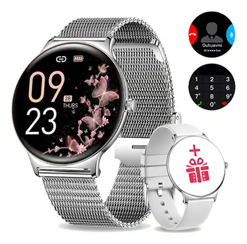 Relojes inteligentes para mujeres Nuevo reloj inteligente para mujeres con pantalla HD de 1,43 pulgada 466*466 AMOLED Always Display Time Sports Health Tracker Bluetooth Call Smart Watch pulsera para mujer, regalo para el día de tres reyes,2025 - 1