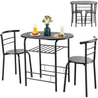 Juego de Sillas de Cocina Pequeña para 2 Personas Conjunto de Muebles de 3 Piezas con Estante - details 0