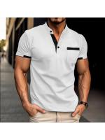 Nuevo polo de manga corta casual de negocios de verano para hombre, transpirable, colores contrastantes - details 1