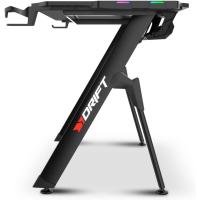 Mesa Gaming con Tablero con Acabado en Fibra de Carbono Cubierto por una Alfombrilla Full Size, Soporte para Tazas y Auriculares, Patas Regulables, Color Negro - details 20