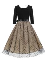 Elegante Vestido de Malla Bordada de Rosa Vestido de Fiesta de Otoño con Cinturón - details 14