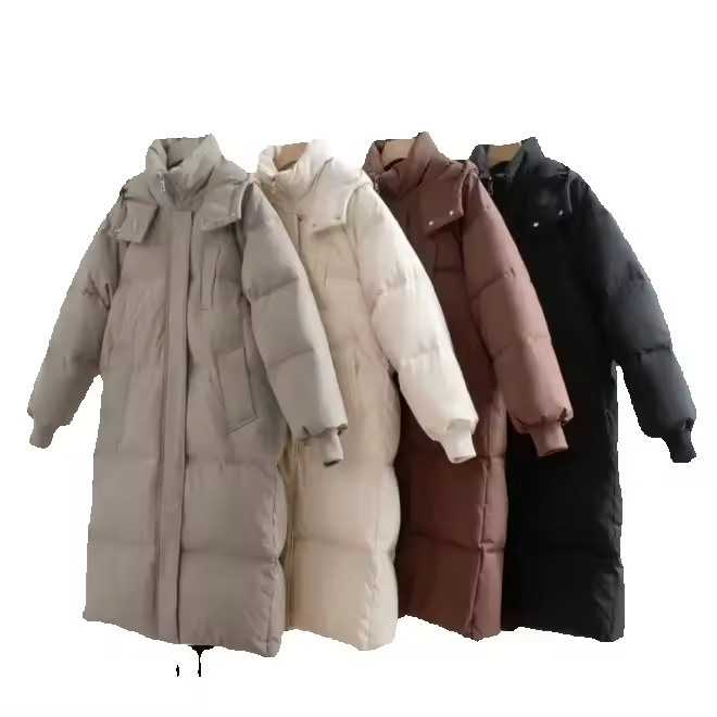 PUFFIT-abrigo largo con capucha para mujer, chaqueta acolchada con Bolsillo grande, cálida, básica, Invierno - 1