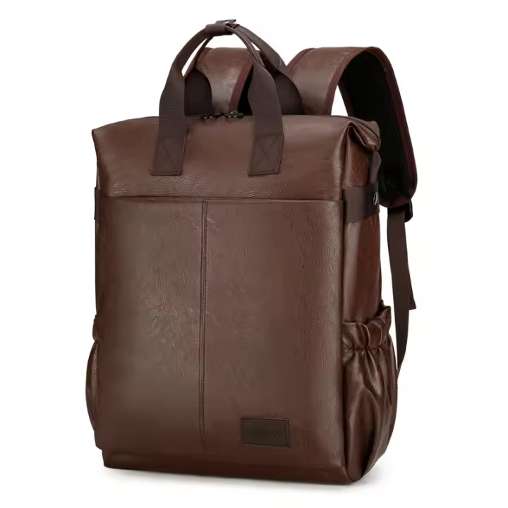 Mochila De Cuero PU suave, bolso para portátil de negocios, mochila de viaje de ocio de gran capacidad, moda - 1
