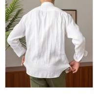 Camisa de Lino para Hombre Verano 2025 Cuello Henley Elegante Manga Larga Transpirable - details 26