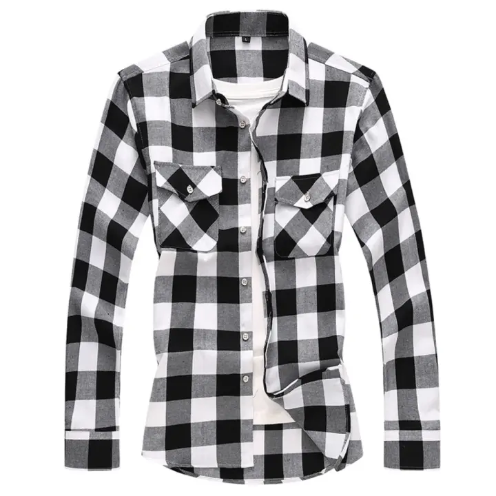 Camisas informales a cuadros para hombre, camisas clásicas de manga larga, camisas de vestir a la moda, 7XL, otoño - 1