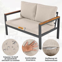 Conjunto de Jardín de Acacia Muebles de Exteriores de Acero Galvanizado Mesa de Comedor de 4 Piezas - details 8